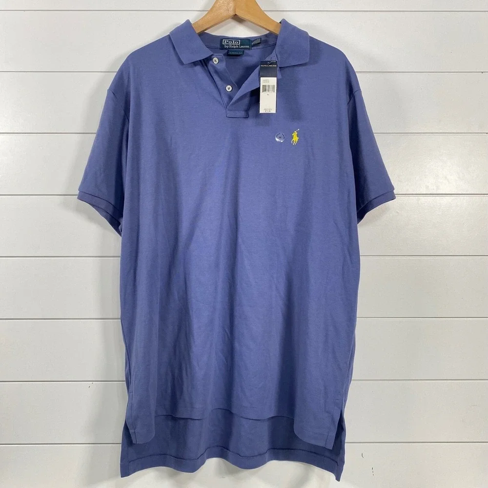 Polo Ralph Lauren Mens Custom‎ Fit Polo Shirt sz XL Purple 100% Cotton Preppy